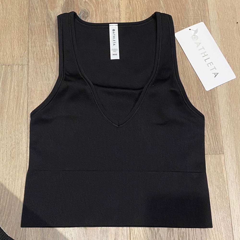 Athleta Black V-Neck Tank Top